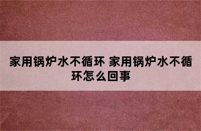 家用锅炉水不循环 家用锅炉水不循环怎么回事